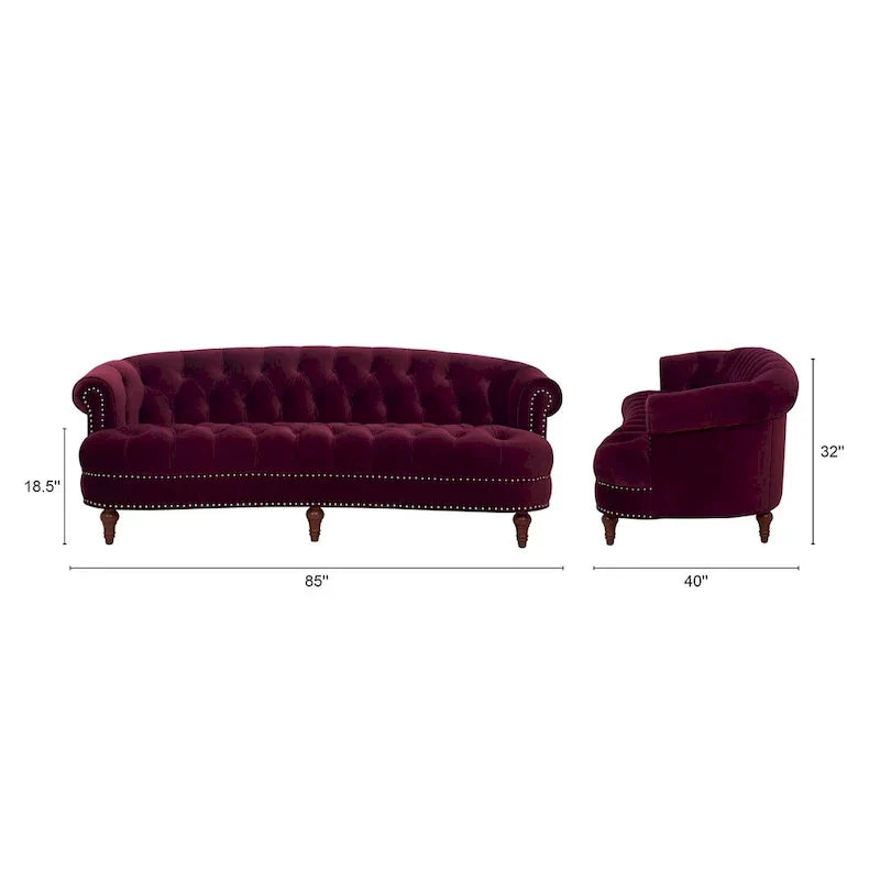 Divano Chesterfield trapuntato in velluto La Rosa 84 Mid-Century Modern