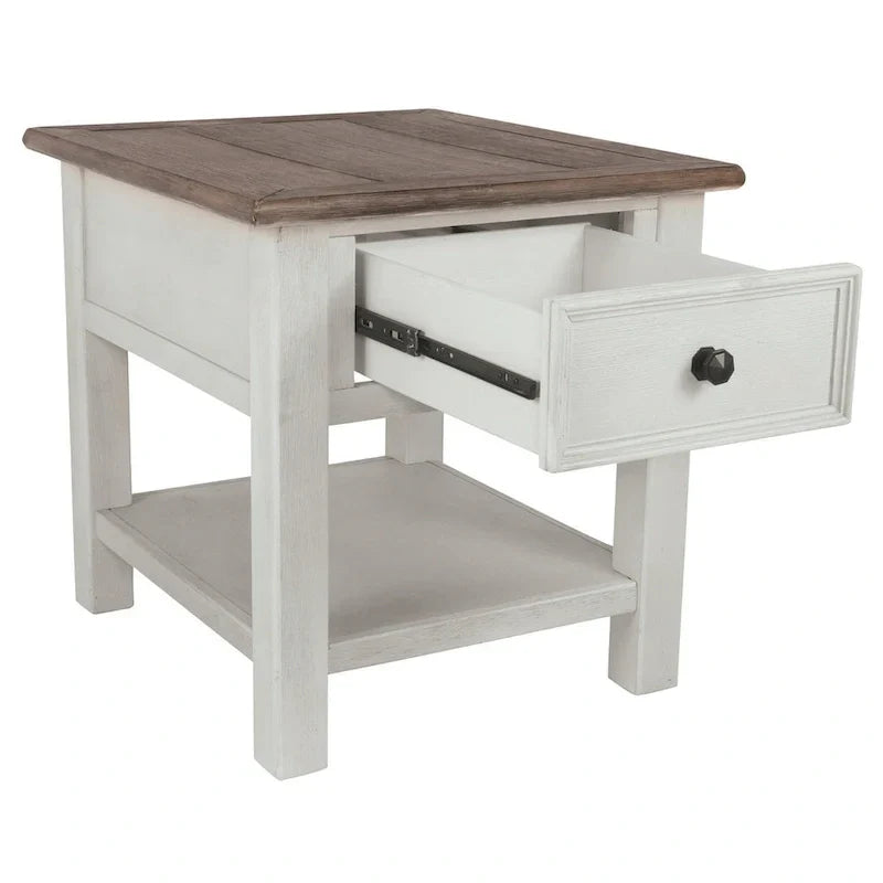 Tavolino occasionale Bolanburg bianco anticato/marrone