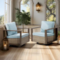 Cozywor Set 2 Sedie a Dondolo da Esterno in Rattan per Patio con Telaio in Metallo e Cuscini