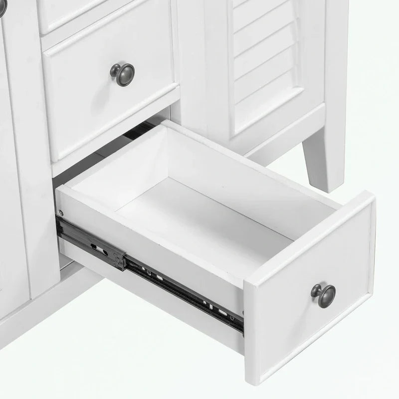 Mobile bagno con lavabo in ceramica, due ante e cinque cassetti