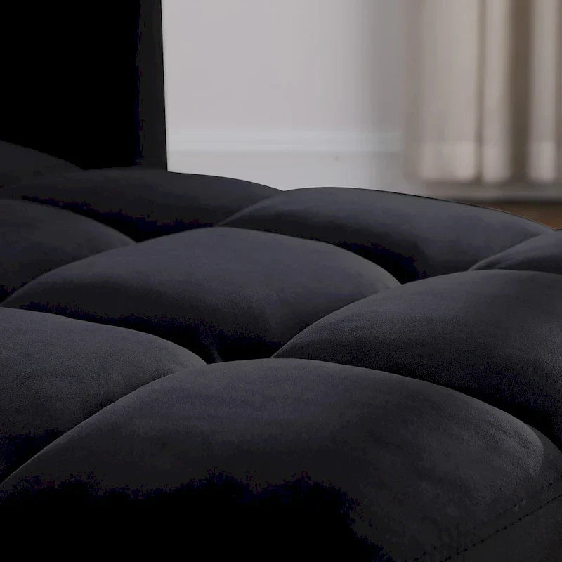Divano letto 3 in 1 convertibile, poltrona e lettino, nero