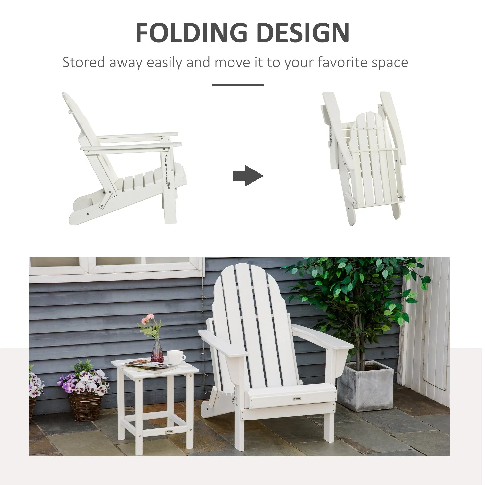 Sedia Adirondack pieghevole, sedie a sdraio in plastica HDPE per esterni per tutte le stagioni, per patio, terrazza e arredi da giardino