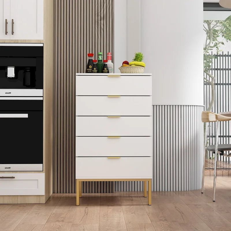 Cassettiera a 5 cassetti Comodino Armadietto contenitore 23,6 L Bianco/Nero