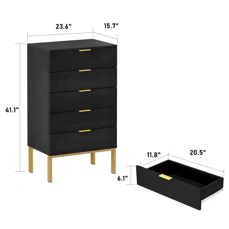 Cassettiera a 5 cassetti Comodino Armadietto contenitore 23,6 L Bianco/Nero