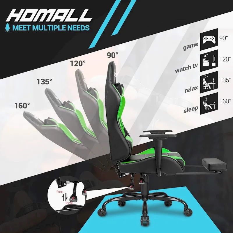 Sedia da gaming con poggiapiedi - Sedia da scrivania ergonomica