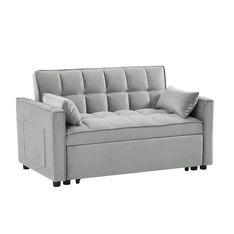 Divano letto 3 in 1 in velluto convertibile con letto estraibile e schienale reclinabile