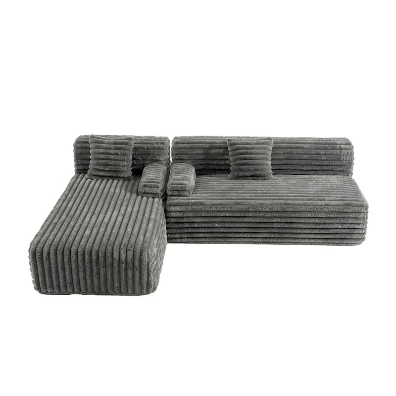 Divano componibile Cloud, divano moderno imbottito con 2 cuscini decorativi, divano combinabile liberamente, divano componibile a L