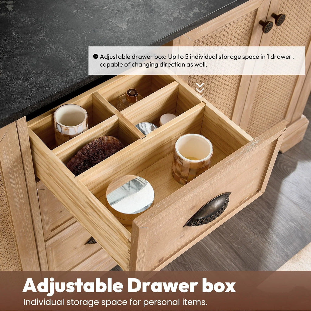 Mobile bagno Hervas con top in marmo naturale senza specchio