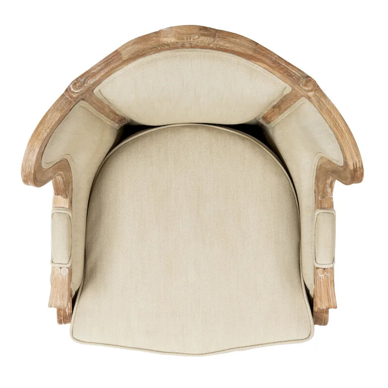 Poltrona con orecchioni Kali Oak in lino naturale - 34Lx34Px40H