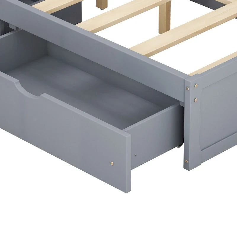 Struttura letto con 4 cassetti contenitore portatili sotto il letto
