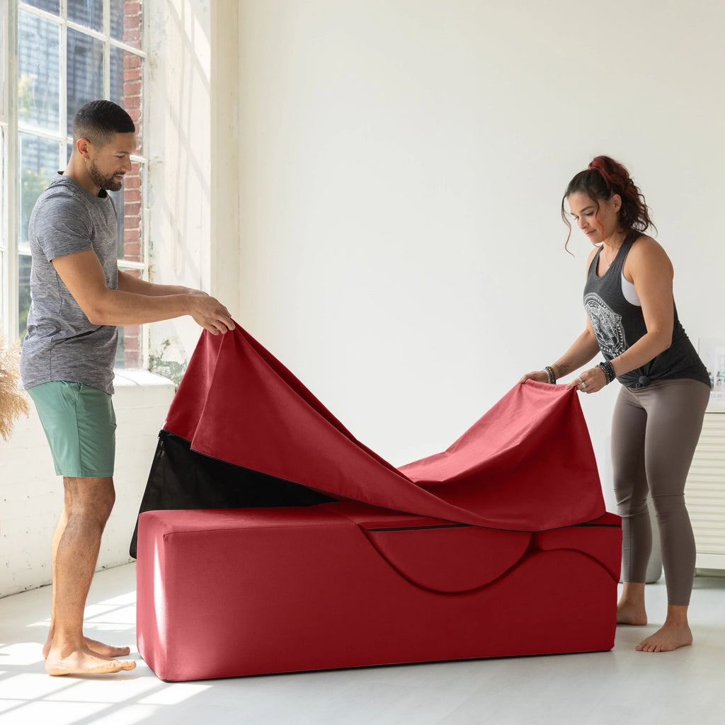 Avana Kami Chaise convertibile / Yoga e Massaggio - Pouf 2 in 1 con sedia a sdraio yoga pieghevole a scomparsa, Microvelvet - N/D