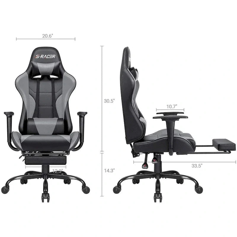 Sedia da gaming con poggiapiedi - Sedia da scrivania ergonomica