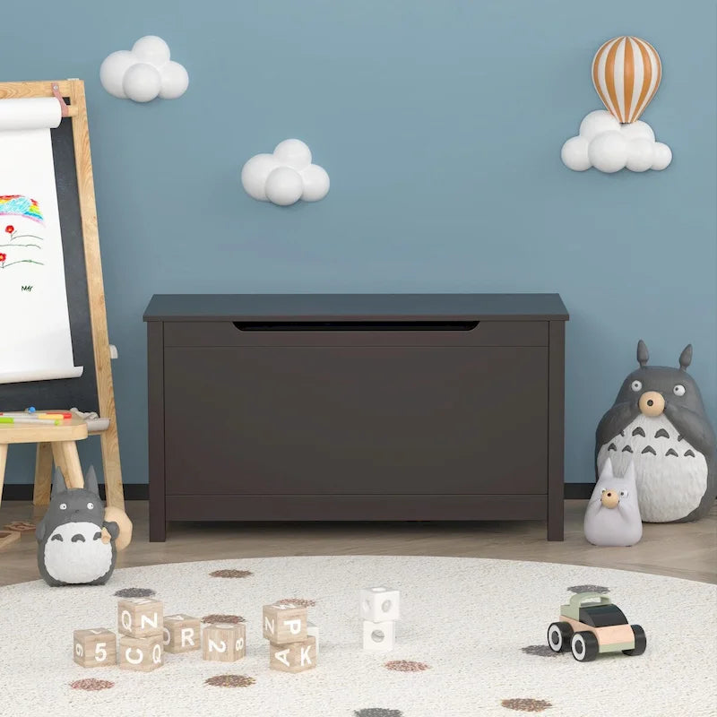 Contenitore portagiochi in legno per bambini con coperchio incernierato di sicurezza, per bambini dai 3 anni in su