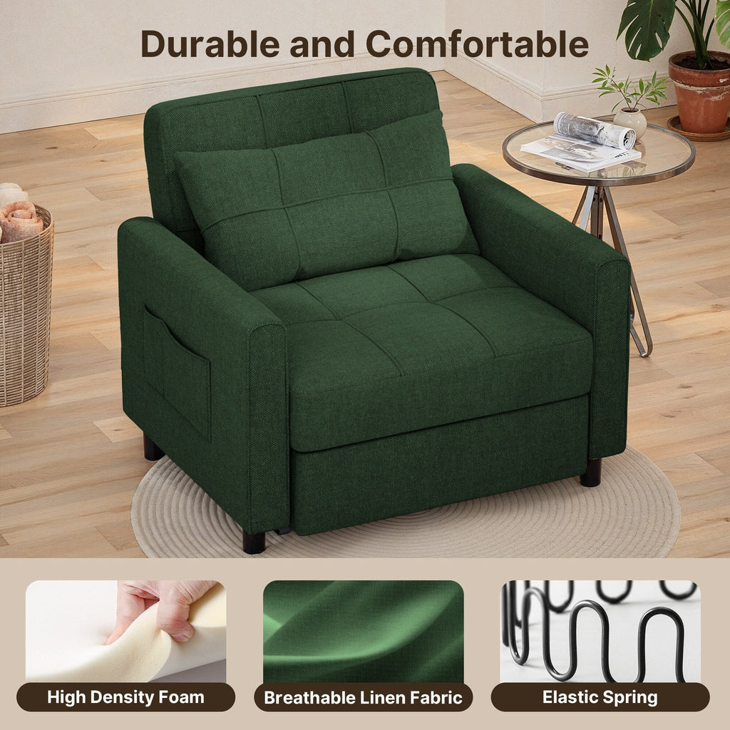 Divano letto trasformabile 3-in-1, Poltrona letto estraibile, Letto pieghevole convertibile per soggiorno