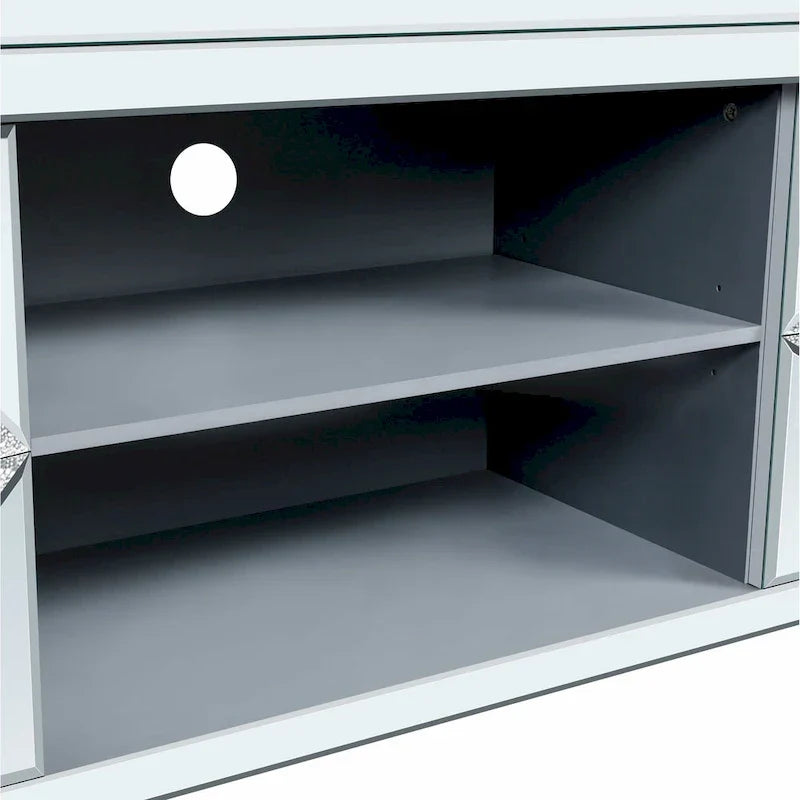 Mobile TV da 59 pollici con ante a specchio a forma di diamante e spazio di archiviazione, per TV fino a 65 pollici