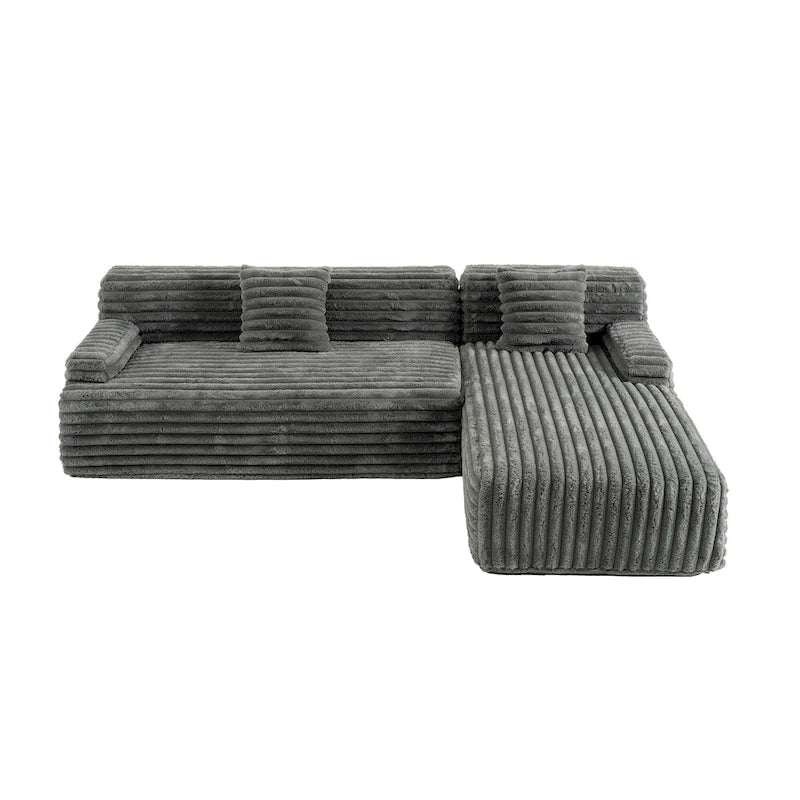 Divano componibile Cloud, divano moderno imbottito con 2 cuscini decorativi, divano combinabile liberamente, divano componibile a L