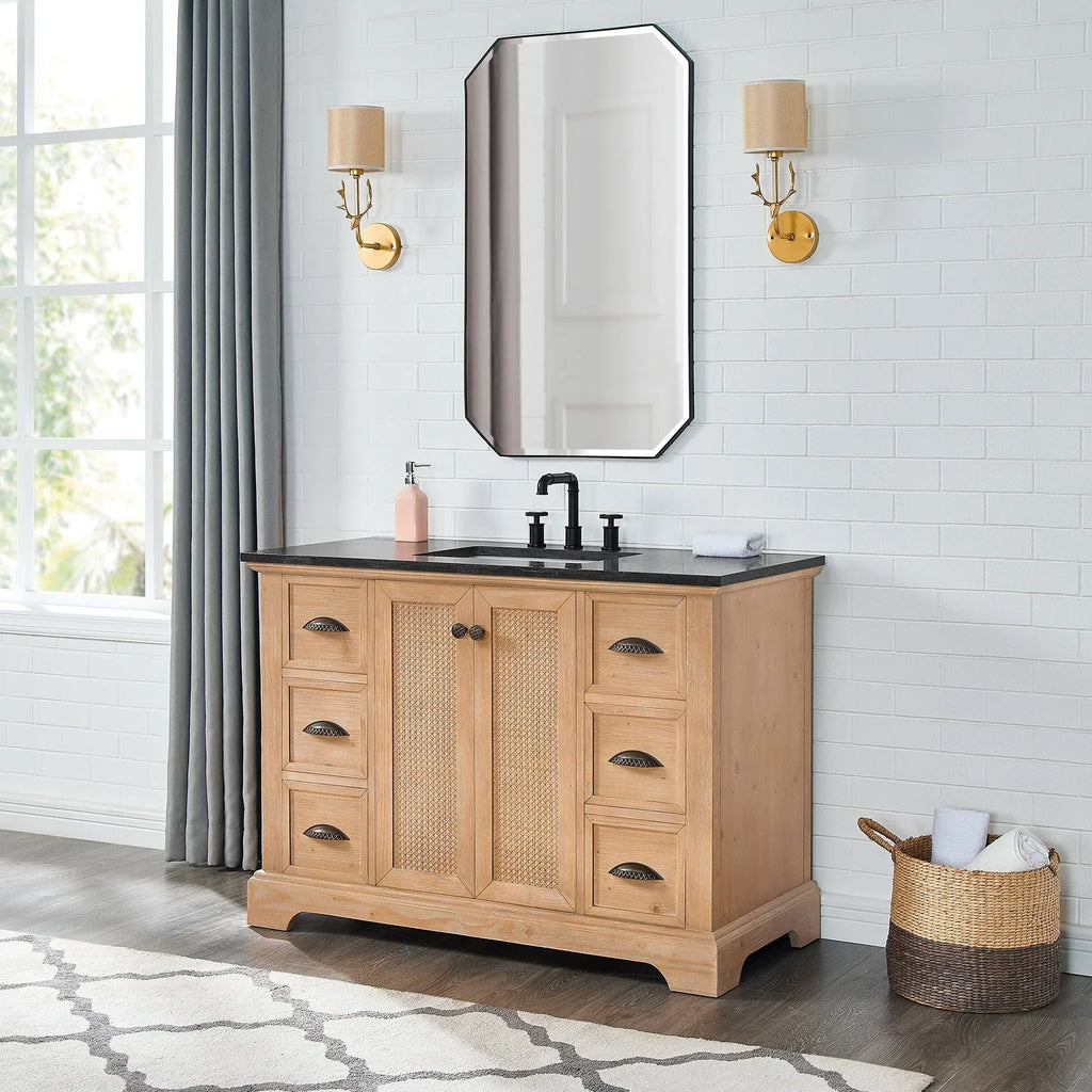 Mobile bagno Hervas con top in marmo naturale senza specchio