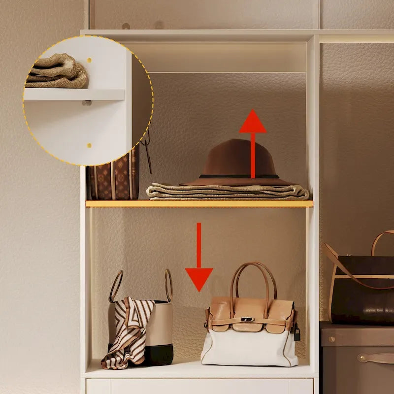 Armadio ad angolo con 2 aste appendiabiti, porta pantaloni e scarpiera, Organizer Armadi