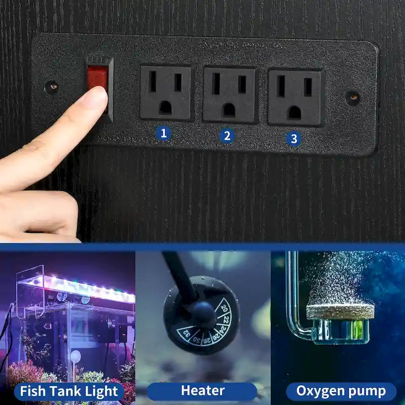 Mobiletto di supporto per acquario da 150-190 litri con prese elettriche