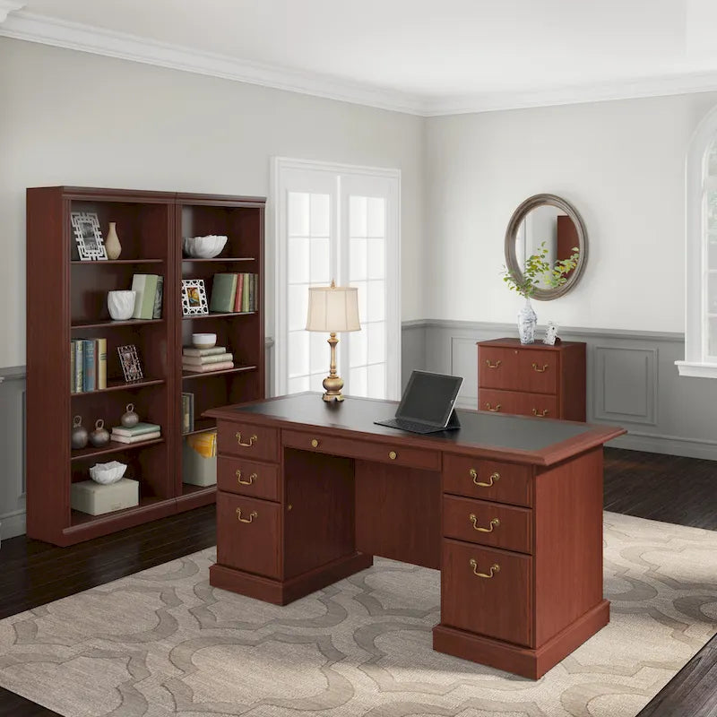 Scrivania Direzionale Bush Furniture Saratoga con Cassetti e Vani Contenitori