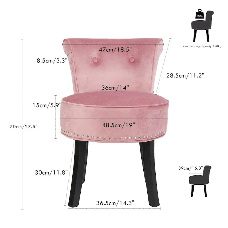 Sgabello per vanità in legno massello alto 27,5 - 27,5 A X 19 L X 11,8 P