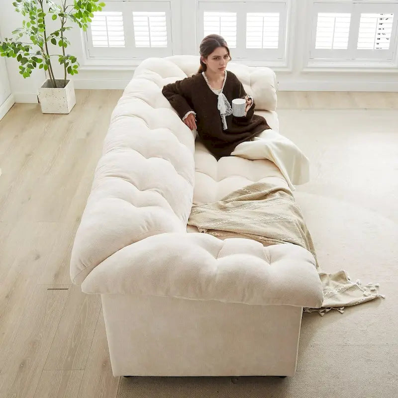 99.2  Divano profondo Chenille Comfort, Divano soffice effetto nuvola imbottito