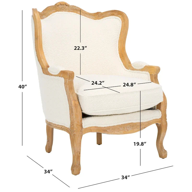 Poltrona con orecchioni Kali Oak in lino naturale - 34Lx34Px40H