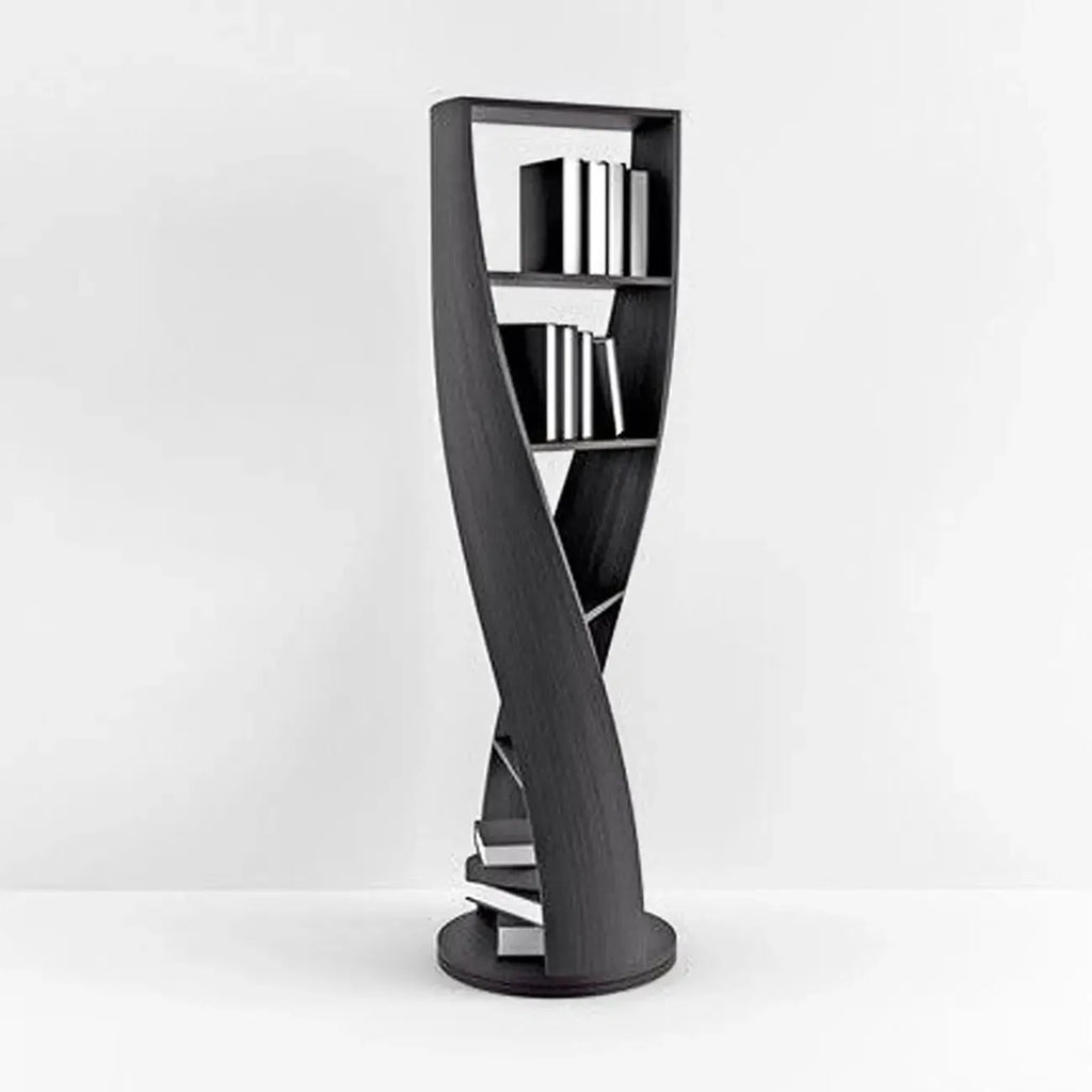 Libreria verticale a 5 ripiani in legno modello clessidra contemporanea