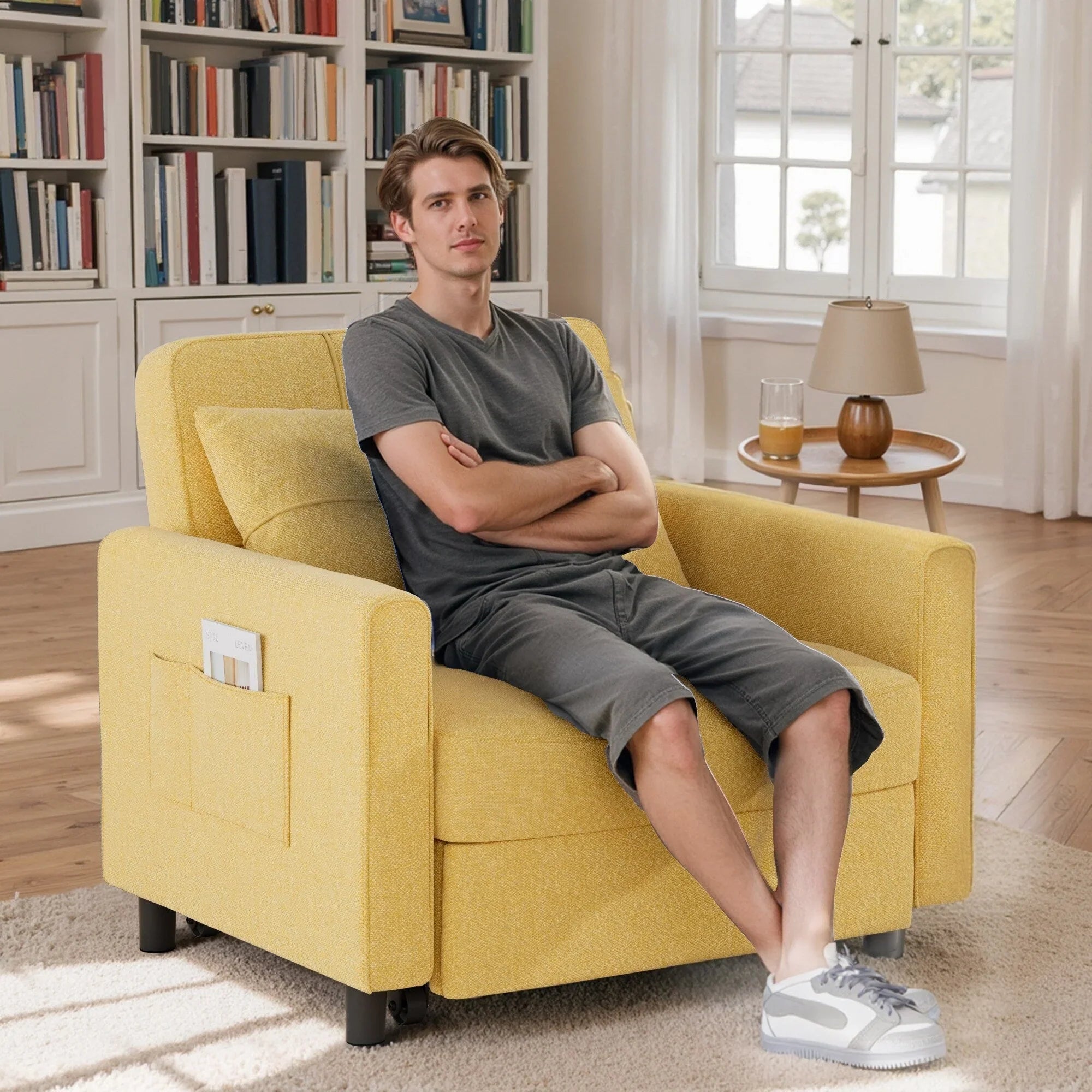 Divano letto trasformabile 3-in-1, Poltrona letto estraibile, Letto pieghevole convertibile per soggiorno