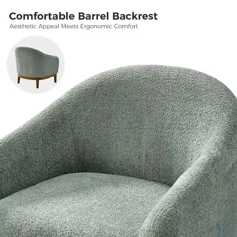 Poltrona a botte Augus Modern Boucle con gambe in legno massello di HULALA HOME