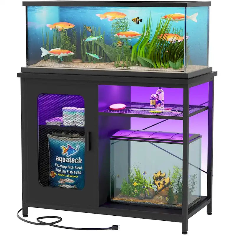 Supporto per acquario da 75-110 litri con prese di corrente e luce a LED