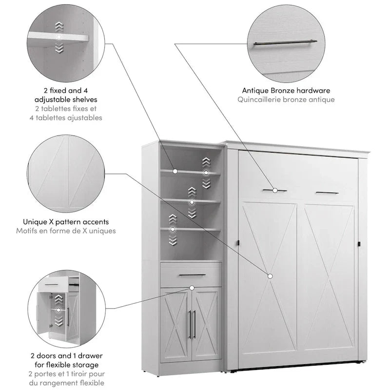 Letto a scomparsa Full Murphy Key West con armadio guardaroba (88W) di Bestar