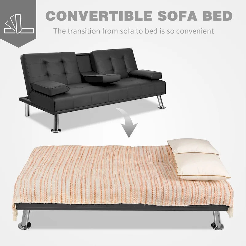 Divano letto futon convertibile Homall con portabicchieri e cuscini