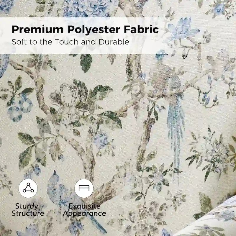 Poltrona girevole a dondolo Georg Comfortable Floral Fabric con braccioli arrotolati di HULALA HOME