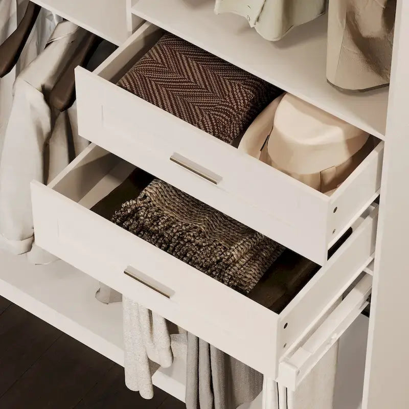 Armadio ad angolo con 2 aste appendiabiti, porta pantaloni e scarpiera, Organizer Armadi
