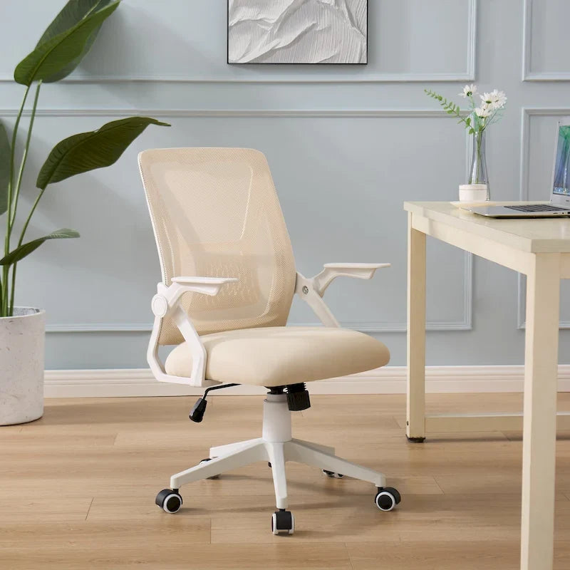 Javlergo Sedia da Ufficio Girevole a Schienale Medio con Supporto Lombare, Sedia da Scrivania Ergonomica da Computer in Rete con Braccioli