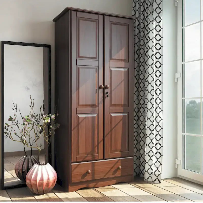 Guardaroba Flessibile in Legno Massello al 100% con Pomelli in Metallo o Legno