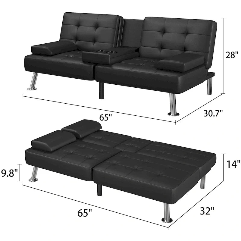 Divano letto futon convertibile Homall con portabicchieri e cuscini