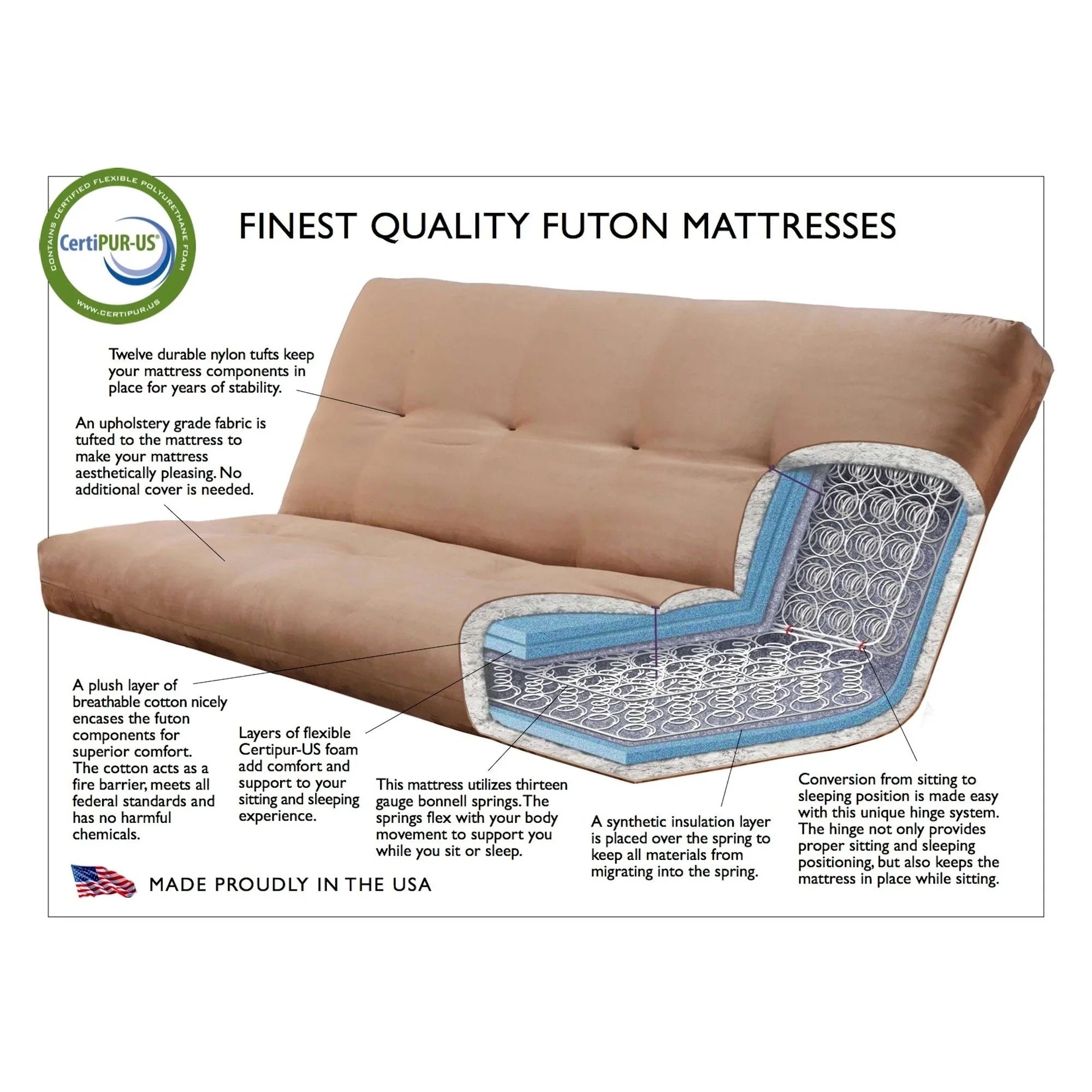 Set Futon Noce Rustico Full-size con Materasso