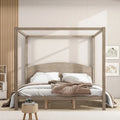 Letto a piattaforma a baldacchino King Size con testiera e gambe di supporto