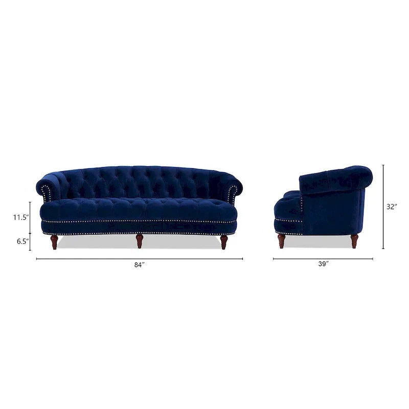 Divano Chesterfield trapuntato in velluto La Rosa 84 Mid-Century Modern