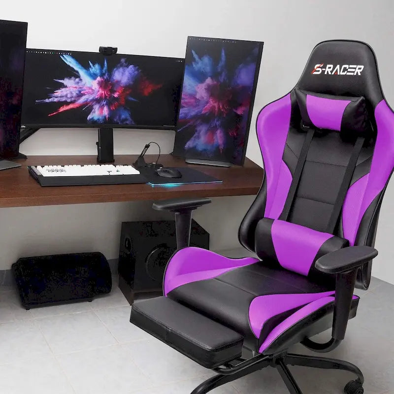Sedia da gaming con poggiapiedi - Sedia da scrivania ergonomica