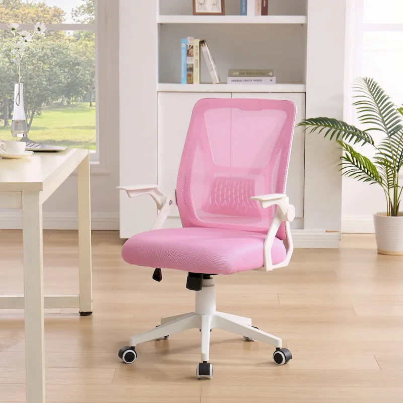 Javlergo Sedia da Ufficio Girevole a Schienale Medio con Supporto Lombare, Sedia da Scrivania Ergonomica da Computer in Rete con Braccioli