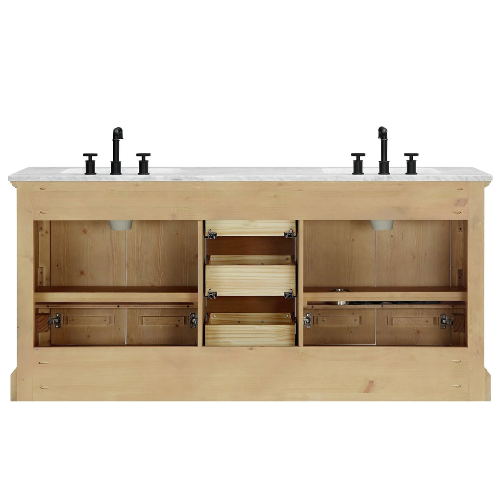 Mobile bagno Hervas con top in marmo naturale senza specchio