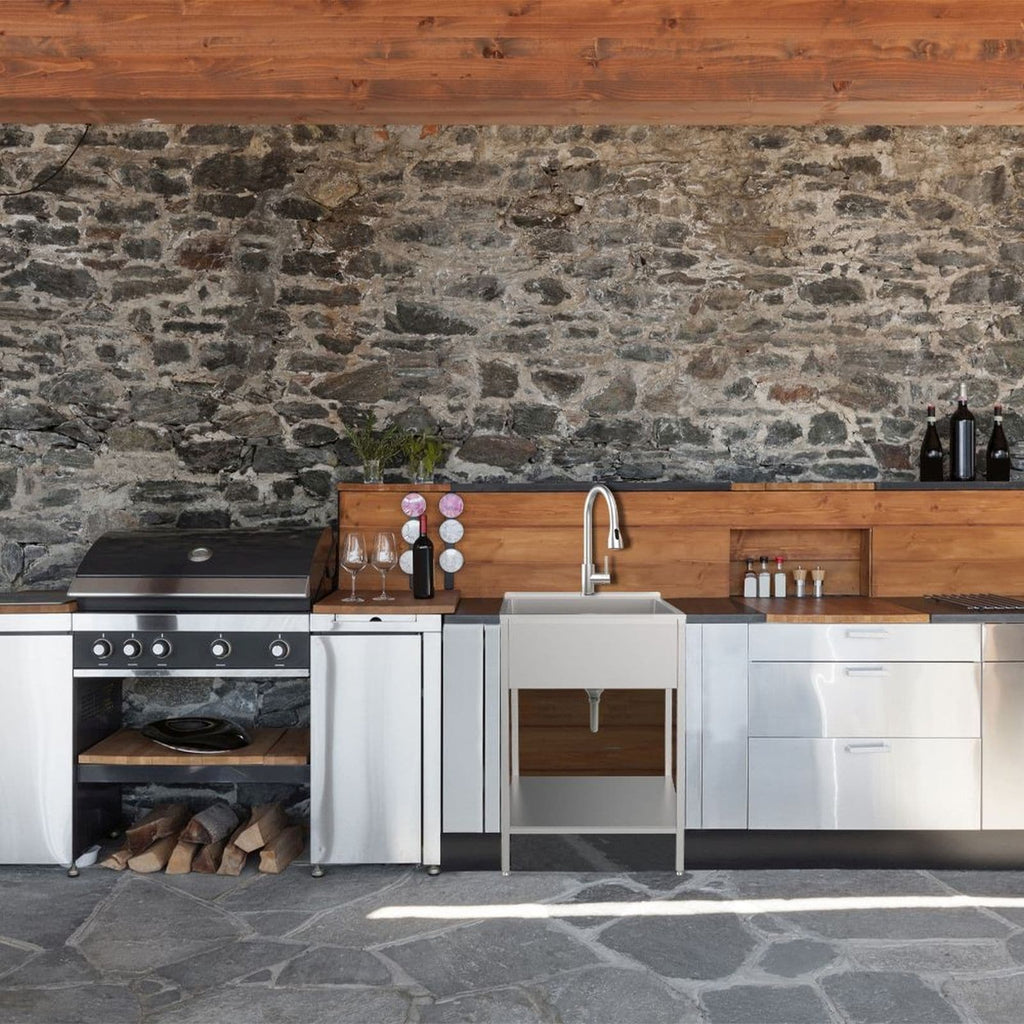 Lavatoio e mobile in acciaio inox 24" L x 22" P x 35" H
