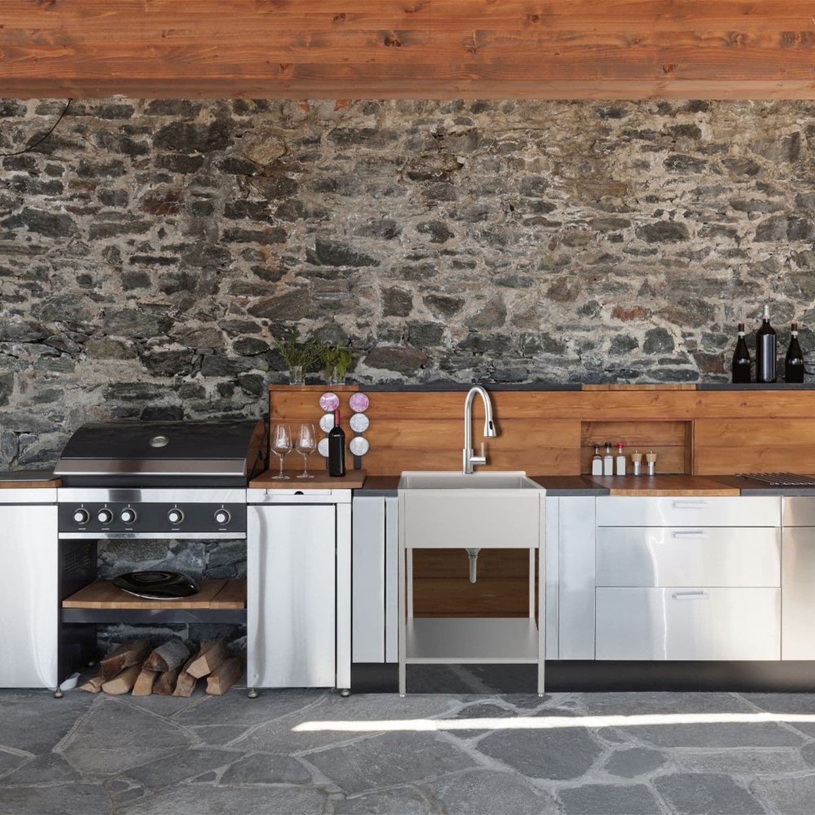 Lavatoio e mobile in acciaio inox 24" L x 22" P x 35" H