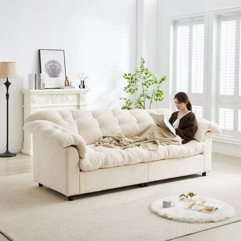 99.2  Divano profondo Chenille Comfort, Divano soffice effetto nuvola imbottito