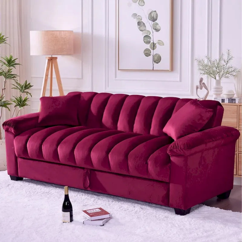 Divano letto convertibile in velluto da 82,7" con 2 cuscini