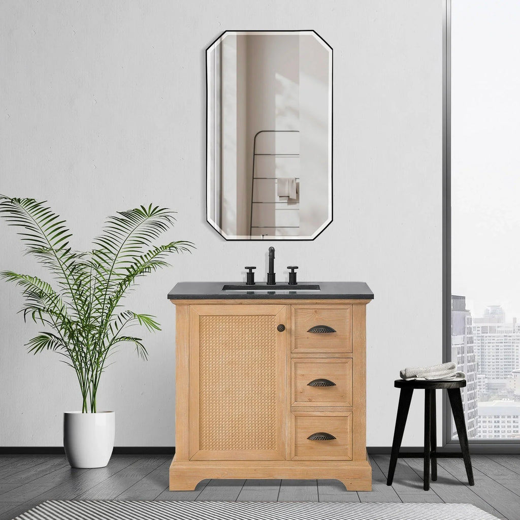 Mobile bagno Hervas con top in marmo naturale senza specchio
