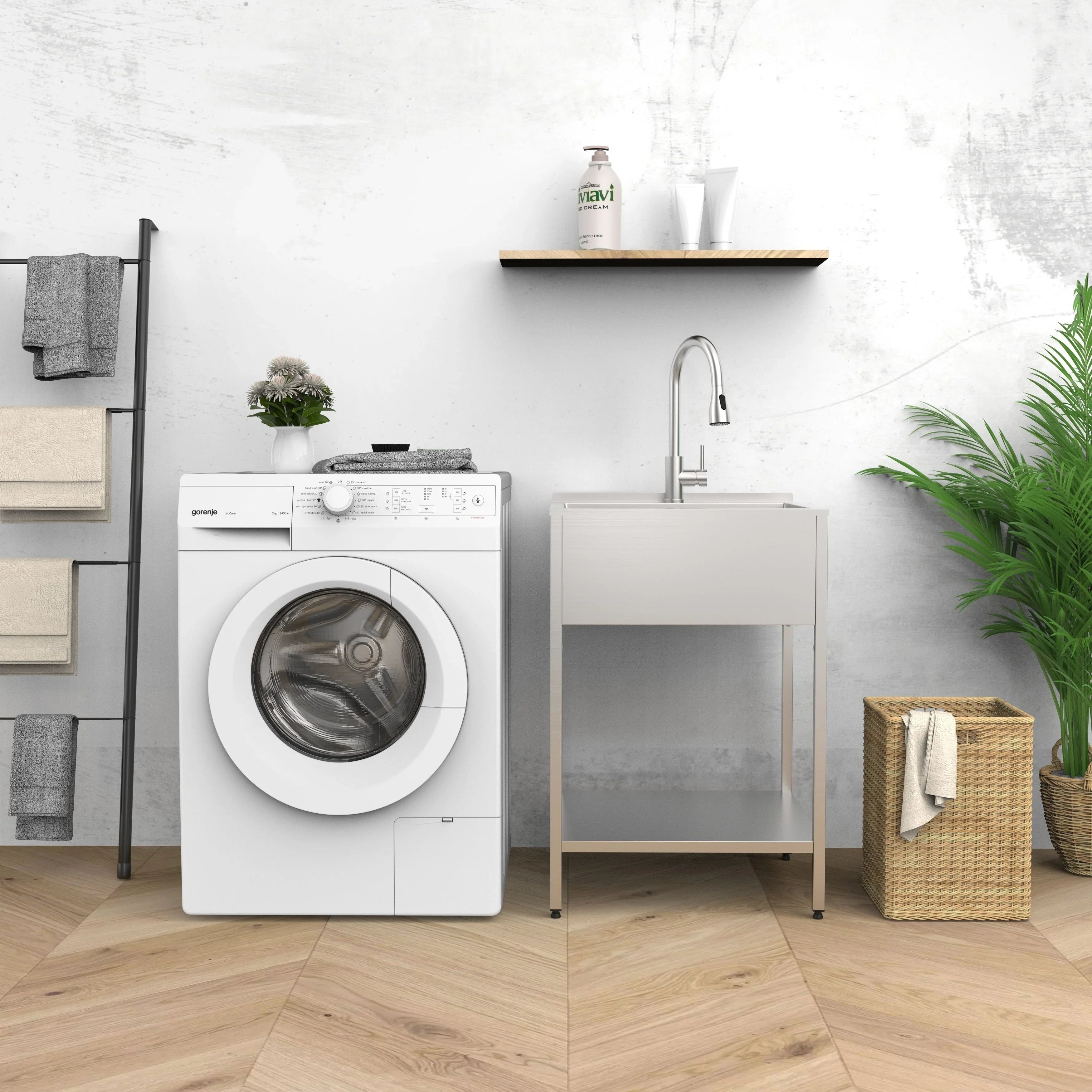 Lavatoio e mobile in acciaio inox 24" L x 22" P x 35" H